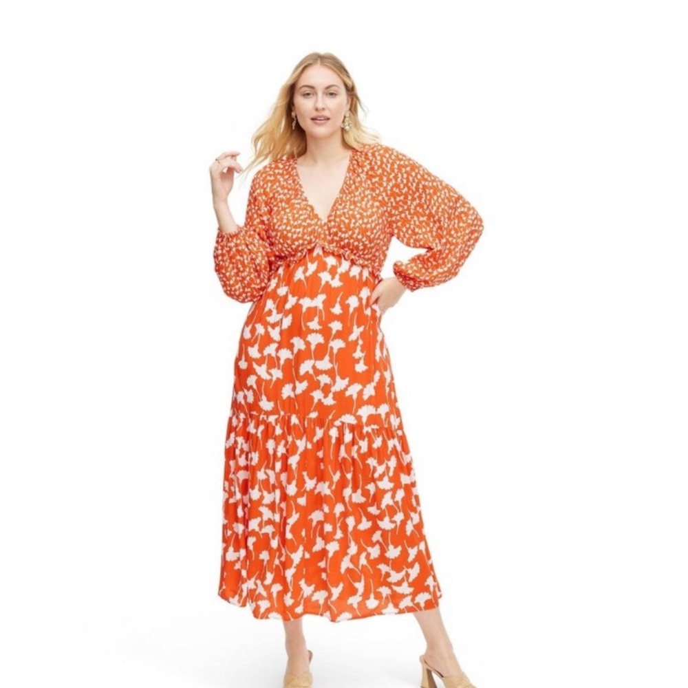 DVF x Target- Gingko Cherry Tomato Maxi Dress XXL